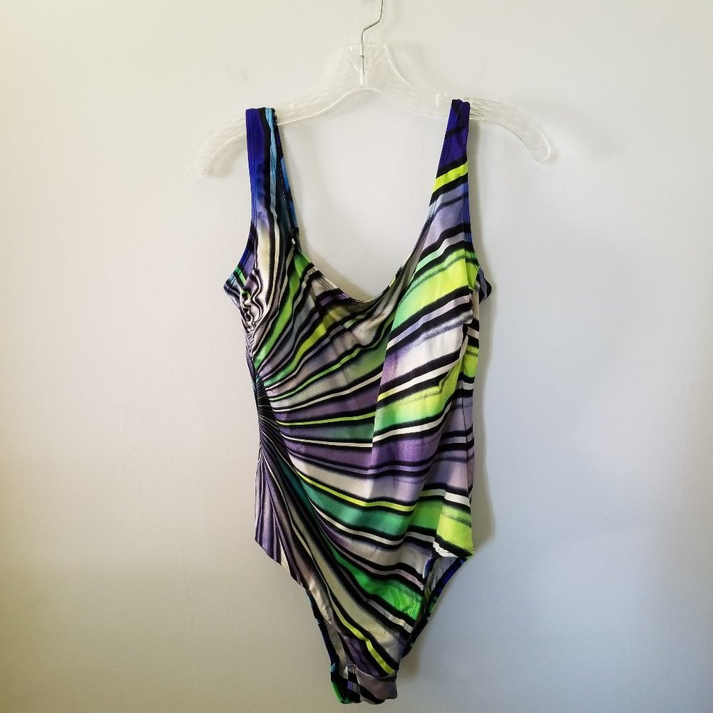 Women's CROFT & BARROW Kaleidoscope One Piece Scoop Back Swimsuit Plus Size 14